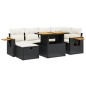 vidaXL Set de comedor de jardín 7 pzas y cojines ratán sintético negro vidaXL Set de comedor de jardín 7 pzas y cojines ratán sintético negro