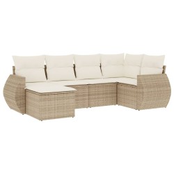 vidaXL Juego de sofás jardín con cojines 6 pzas ratán sintético beige