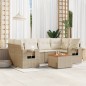 vidaXL Set sofás de jardín 7 piezas y cojines ratán sintético beige vidaXL Set sofás de jardín 7 piezas y cojines ratán sintético beige