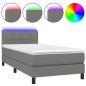 vidaXL Cama box spring colchón y luces LED tela gris oscuro 80x200 cm vidaXL Cama box spring colchón y luces LED tela gris oscuro 80x200 cm