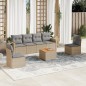 vidaXL Set sofás de jardín 7 piezas y cojines ratán sintético beige
