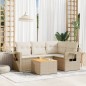vidaXL Juego de sofás jardín con cojines 5 pzas ratán sintético beige vidaXL Juego de sofás jardín con cojines 5 pzas ratán sintético beige