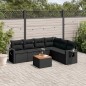 vidaXL Set de comedor de jardín 7 pzas y cojines ratán sintético negro vidaXL Set de comedor de jardín 7 pzas y cojines ratán sintético negro