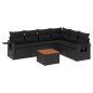 vidaXL Set de comedor de jardín 7 pzas y cojines ratán sintético negro vidaXL Set de comedor de jardín 7 pzas y cojines ratán sintético negro