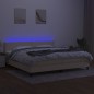 vidaXL Cama box spring colchón y luces LED tela crema 200x200 cm vidaXL Cama box spring colchón y luces LED tela crema 200x200 cm
