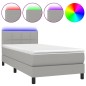 vidaXL Cama box spring colchón y luces LED tela gris claro 90x200 cm vidaXL Cama box spring colchón y luces LED tela gris claro 90x200 cm