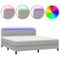 vidaXL Cama box spring colchón y luces LED tela gris claro 180x200 cm vidaXL Cama box spring colchón y luces LED tela gris claro 180x200 cm
