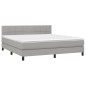 vidaXL Cama box spring colchón y luces LED tela gris claro 180x200 cm vidaXL Cama box spring colchón y luces LED tela gris claro 180x200 cm