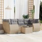 vidaXL Set sofás de jardín 7 piezas y cojines ratán sintético beige vidaXL Set sofás de jardín 7 piezas y cojines ratán sintético beige