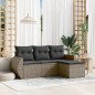 vidaXL Set de sofás de jardín 4 pzas y cojines ratán sintético gris vidaXL Set de sofás de jardín 4 pzas y cojines ratán sintético gris