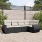 vidaXL Set de muebles de jardín 5 pzas y cojines ratán sintético negro vidaXL Set de muebles de jardín 5 pzas y cojines ratán sintético negro