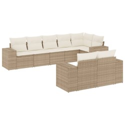 vidaXL Juego de sofás de jardín con cojines beige 8 pzas ratán PE