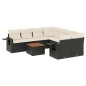 vidaXL Set de sofás de jardín 8 piezas y cojines ratán sintético negro vidaXL Set de sofás de jardín 8 piezas y cojines ratán sintético negro