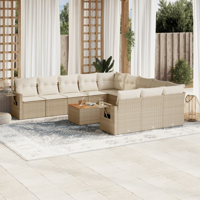 vidaXL Set de sofás de jardín 12 pzas y cojines ratán sintético marrón vidaXL Set de sofás de jardín 12 pzas y cojines ratán sintético marrón