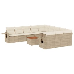 vidaXL Set de sofás de jardín 12 pzas y cojines ratán sintético marrón