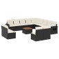 vidaXL Set sofás de jardín 14 pzas con cojines ratán sintético negro vidaXL Set sofás de jardín 14 pzas con cojines ratán sintético negro
