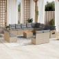 vidaXL Set sofás de jardín 14 pzas con cojines ratán sintético beige vidaXL Set sofás de jardín 14 pzas con cojines ratán sintético beige