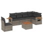 vidaXL Set de sofás de jardín 7 piezas con cojines ratán PE gris vidaXL Set de sofás de jardín 7 piezas con cojines ratán PE gris