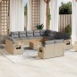 vidaXL Set sofás de jardín 14 pzas con cojines ratán sintético beige vidaXL Set sofás de jardín 14 pzas con cojines ratán sintético beige