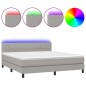vidaXL Cama box spring colchón y luces LED tela gris claro 160x200 cm vidaXL Cama box spring colchón y luces LED tela gris claro 160x200 cm