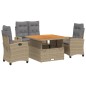 vidaXL Set de comedor jardín con cojines 4 pzas ratán sintético beige