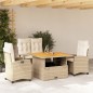 vidaXL Set de comedor jardín con cojines 4 pzas ratán sintético beige vidaXL Set de comedor jardín con cojines 4 pzas ratán sintético beige
