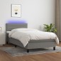 vidaXL Cama box spring colchón y luces LED tela gris oscuro 80x200 cm vidaXL Cama box spring colchón y luces LED tela gris oscuro 80x200 cm