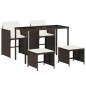 vidaXL Set comedor de jardín 5 piezas y cojines ratán sintético marrón vidaXL Set comedor de jardín 5 piezas y cojines ratán sintético marrón