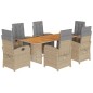 vidaXL Set comedor de jardín 7 pzas con cojines ratán sintético beige vidaXL Set comedor de jardín 7 pzas con cojines ratán sintético beige