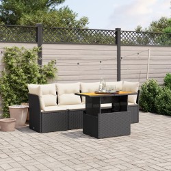 vidaXL Set de muebles de jardín 5 pzas y cojines ratán sintético negro