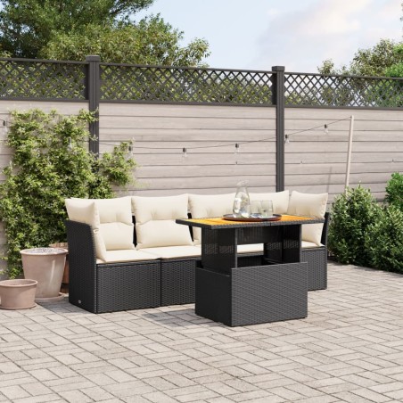 vidaXL Set de muebles de jardín 5 pzas y cojines ratán sintético negro