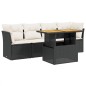 vidaXL Set de muebles de jardín 5 pzas y cojines ratán sintético negro vidaXL Set de muebles de jardín 5 pzas y cojines ratán sintético negro