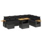 vidaXL Set de sofás de jardín 8 piezas y cojines ratán sintético negro vidaXL Set de sofás de jardín 8 piezas y cojines ratán sintético negro