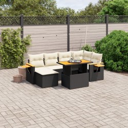 vidaXL Set de sofás de jardín 8 piezas y cojines ratán sintético negro