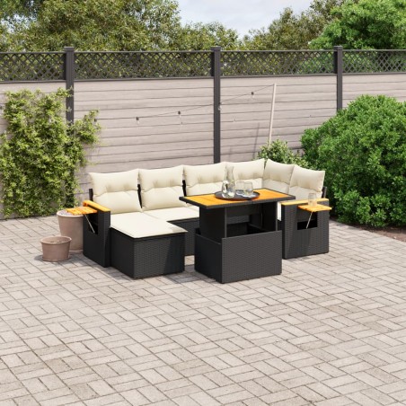 vidaXL Set de sofás de jardín 8 piezas y cojines ratán sintético negro