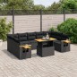 vidaXL Set de sofás de jardín 10 pzas cojines ratán sintético negro vidaXL Set de sofás de jardín 10 pzas cojines ratán sintético negro