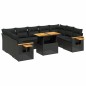 vidaXL Set de sofás de jardín 10 pzas cojines ratán sintético negro vidaXL Set de sofás de jardín 10 pzas cojines ratán sintético negro