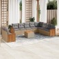 vidaXL Set de sofás de jardín 11pzas con cojines ratán sintético beige vidaXL Set de sofás de jardín 11pzas con cojines ratán sintético beige