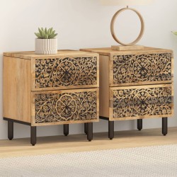 vidaXL Mesitas de noche 2 uds madera maciza de mango 40x33x46 cm  