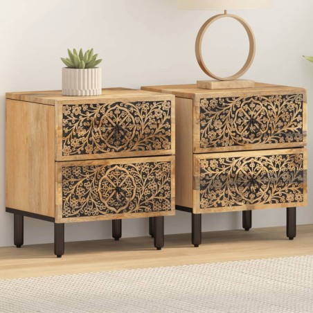 vidaXL Mesitas de noche 2 uds madera maciza de mango 40x33x46 cm  
