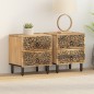 vidaXL Mesitas de noche 2 uds madera maciza de mango 40x33x46 cm vidaXL Mesitas de noche 2 uds madera maciza de mango 40x33x46 cm