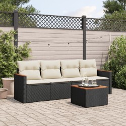vidaXL Set de muebles de jardín 5 pzas y cojines ratán sintético negro