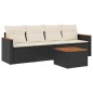 vidaXL Set de muebles de jardín 5 pzas y cojines ratán sintético negro vidaXL Set de muebles de jardín 5 pzas y cojines ratán sintético negro