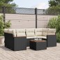 vidaXL Set de comedor de jardín 7 pzas y cojines ratán sintético negro