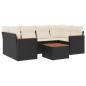 vidaXL Set de comedor de jardín 7 pzas y cojines ratán sintético negro