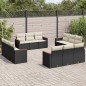 vidaXL Set de sofás de jardín 12 piezas cojines ratán sintético negro vidaXL Set de sofás de jardín 12 piezas cojines ratán sintético negro