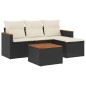 vidaXL Set de muebles de jardín 5 pzas y cojines ratán sintético negro vidaXL Set de muebles de jardín 5 pzas y cojines ratán sintético negro