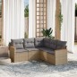 vidaXL Juego de sofás jardín con cojines beige mezcla 5 pzas ratán PE vidaXL Juego de sofás jardín con cojines beige mezcla 5 pzas ratán PE