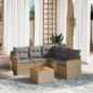 vidaXL Juego de sofás jardín con cojines beige mezcla 6 pzas ratán PE vidaXL Juego de sofás jardín con cojines beige mezcla 6 pzas ratán PE
