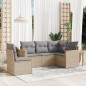 vidaXL Juego de sofás jardín con cojines beige mezcla 5 pzas ratán PE vidaXL Juego de sofás jardín con cojines beige mezcla 5 pzas ratán PE